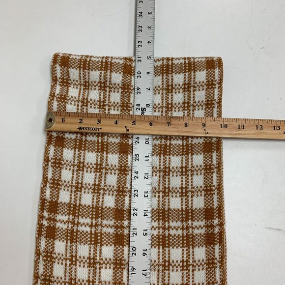 Timberland Knit Scarf Women 62X10 Spice Cream Buffalo Plaid Cozy Soft Rib Trim - Picture 14 of 16